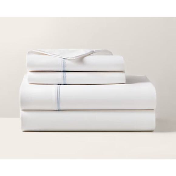 Ralph Lauren Organic Cotton Percale Palmer Flat Sheet Pale Sky Queen - Picture 1 of 3